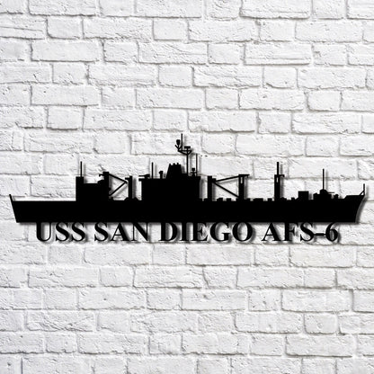 US Navy Metal Sign, Uss San Diego Afs6 Navy Ship Metal Art, Navy Veteran Metal Sign