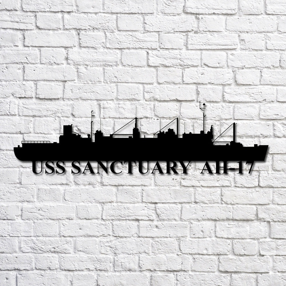 US Navy Metal Sign, Uss Sanctuary Ah17 Navy Ship Metal Art, Navy Veteran Metal Sign