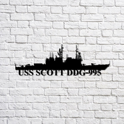 US Navy Metal Sign, Uss Scott Ddg995 Navy Ship Metal Sign, Memory Wall Metal Sign, Navy Veteran Metal Sign