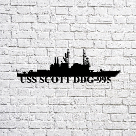 US Navy Metal Sign, Uss Scott Ddg995 Navy Ship Metal Sign, Memory Wall Metal Sign, Navy Veteran Metal Sign