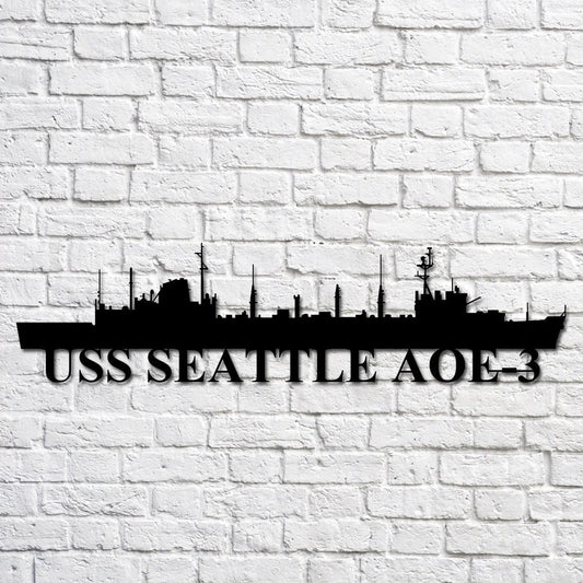 US Navy Metal Sign, Uss Seattle Aoe3 Navy Ship Metal Art, Navy Veteran Metal Sign