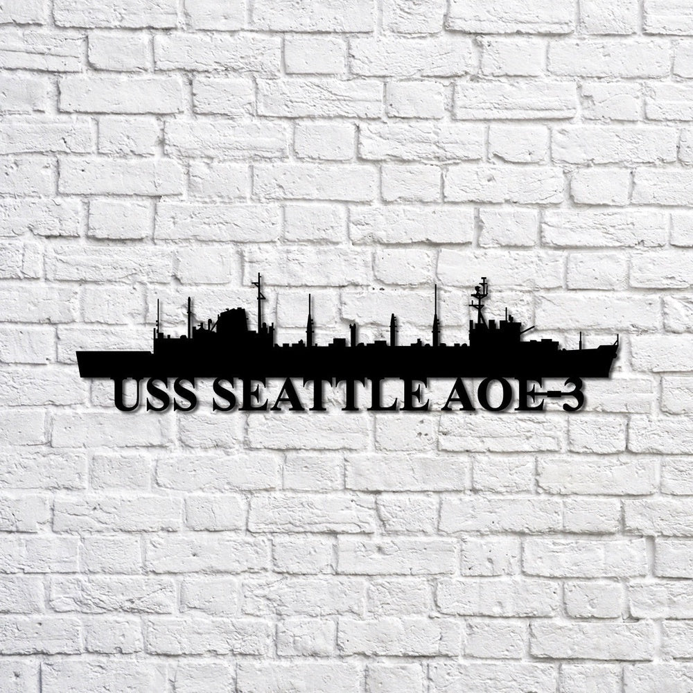US Navy Metal Sign, Uss Seattle Aoe3 Navy Ship Metal Sign, Memory Wall Metal Sign, Navy Veteran Metal Sign