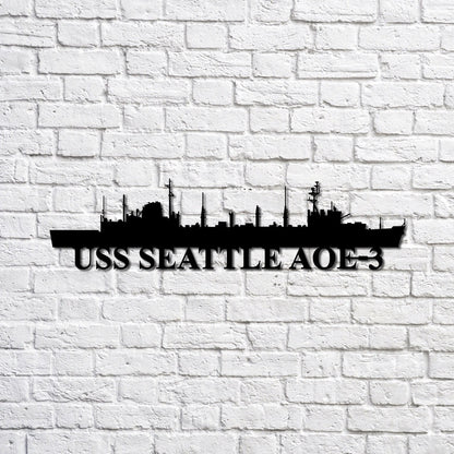 US Navy Metal Sign, Uss Seattle Aoe3 Navy Ship Metal Sign, Memory Wall Metal Sign, Navy Veteran Metal Sign