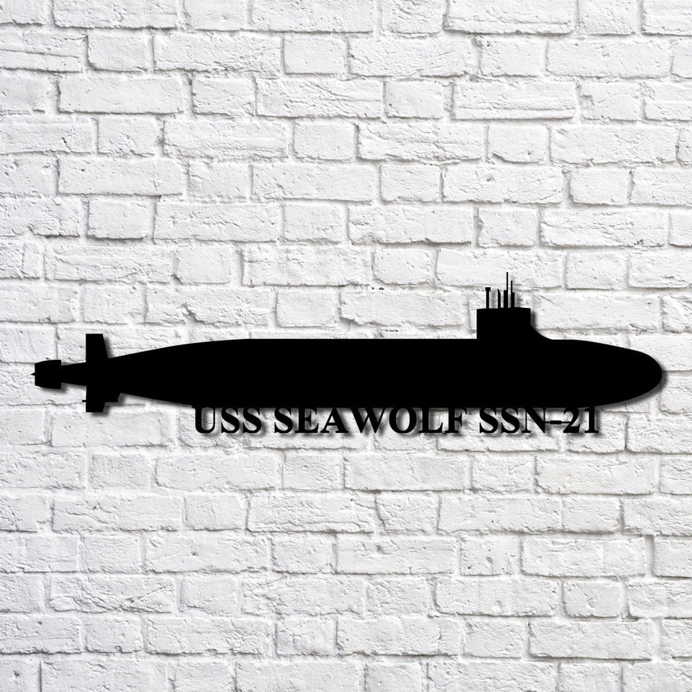 US Navy Metal Sign, Uss Seawolf Ssn21 Navy Ship Metal Art, Navy Veteran Metal Sign