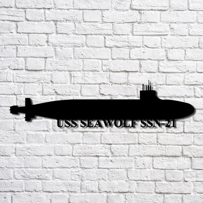 US Navy Metal Sign, Uss Seawolf Ssn21 Navy Ship Metal Art, Navy Veteran Metal Sign