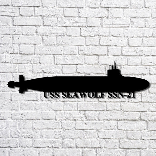 US Navy Metal Sign, Uss Seawolf Ssn21 Navy Ship Metal Art, Navy Veteran Metal Sign