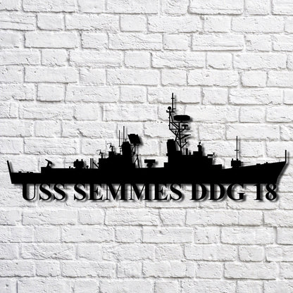 US Navy Metal Sign, Uss Semmes Ddg 18 Navy Ship Metal Art, Navy Veteran Metal Sign