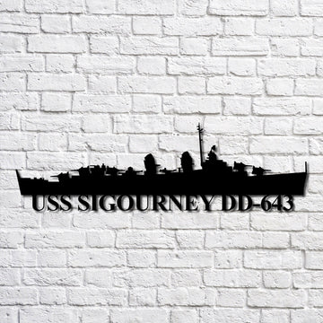 US Navy Metal Sign, Uss Sigourney Dd643 Navy Ship Metal Art, Navy Veteran Metal Sign