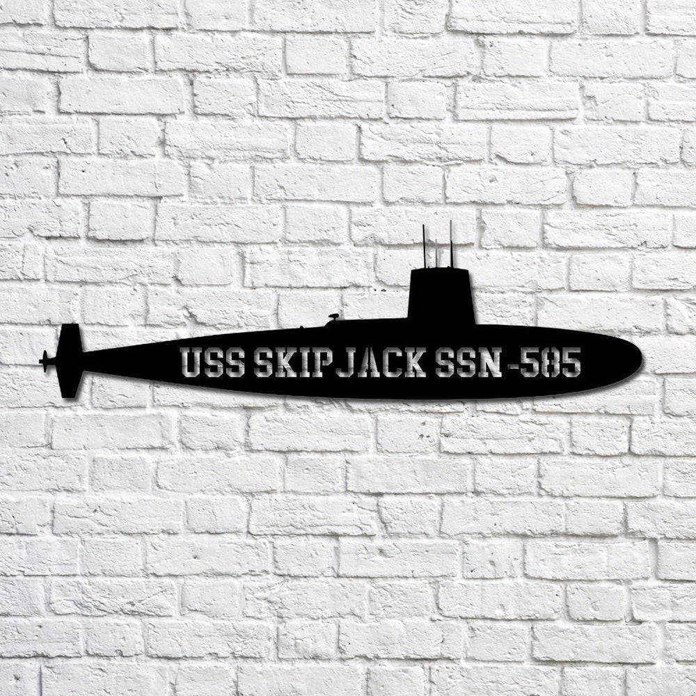US Navy Metal Sign, Uss Skipjack Ssn585_black Navy Ship Metal Art, Navy Veteran Metal Sign