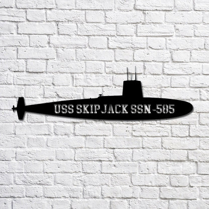 US Navy Metal Sign, Uss Skipjack Ssn585_black Navy Ship Metal Art, Navy Veteran Metal Sign