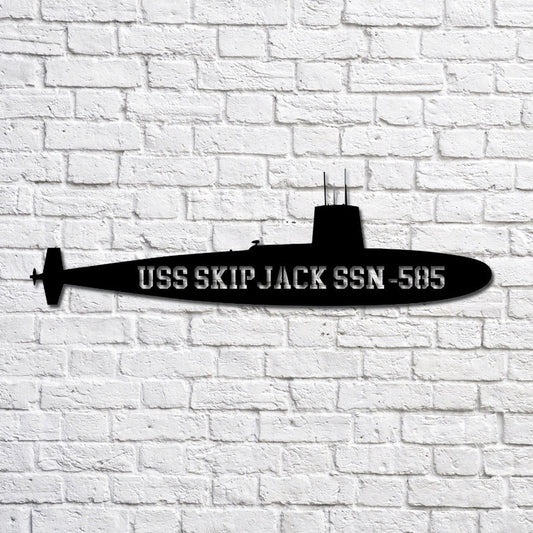 US Navy Metal Sign, Uss Skipjack Ssn585_black Navy Ship Metal Art, Navy Veteran Metal Sign