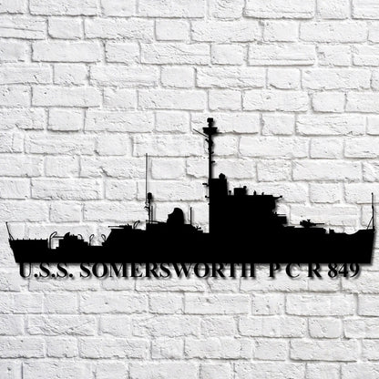 US Navy Metal Sign, Uss Somersworth P C R 849 Navy Ship Metal Art, Custom Us Navy Ship Cut Metal Sign, Navy Veteran Metal Sign