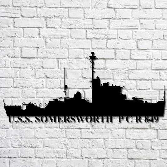 US Navy Metal Sign, Uss Somersworth P C R 849 Navy Ship Metal Art, Custom Us Navy Ship Cut Metal Sign, Navy Veteran Metal Sign