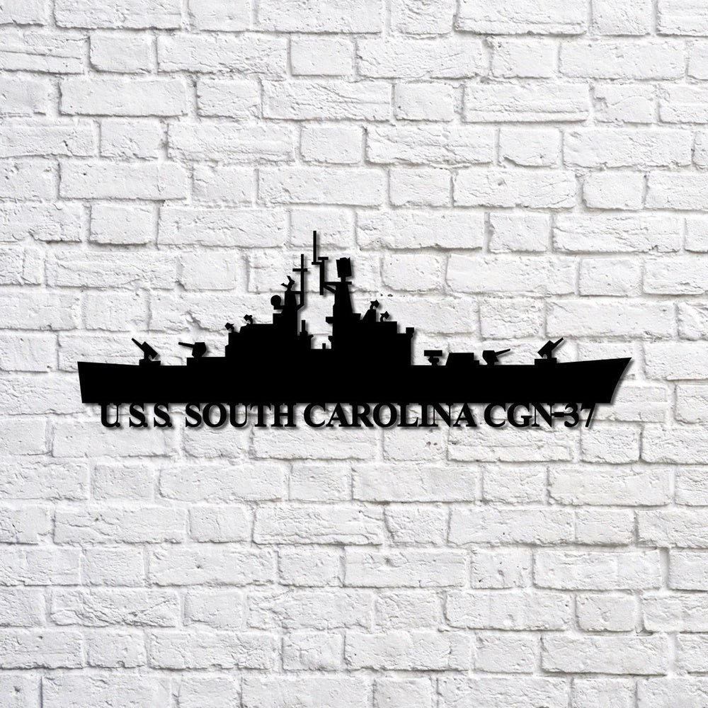 US Navy Metal Sign, Uss South Carolina Cgn37 Navy Ship Metal Sign, Memory Wall Metal Sign, Navy Veteran Metal Sign