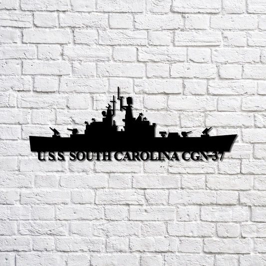 US Navy Metal Sign, Uss South Carolina Cgn37 Navy Ship Metal Sign, Memory Wall Metal Sign, Navy Veteran Metal Sign