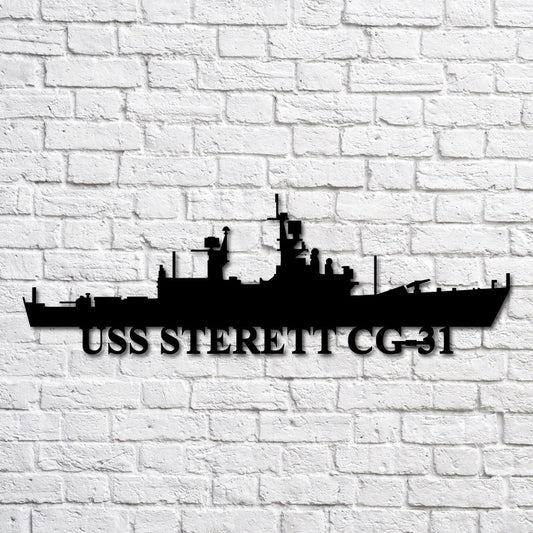 US Navy Metal Sign, Uss Sterett Cg31 Navy Ship Metal Art, Navy Veteran Metal Sign
