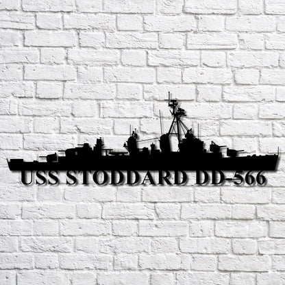 US Navy Metal Sign, Uss Stoddard Dd566 Navy Ship Metal Art, Navy Veteran Metal Sign