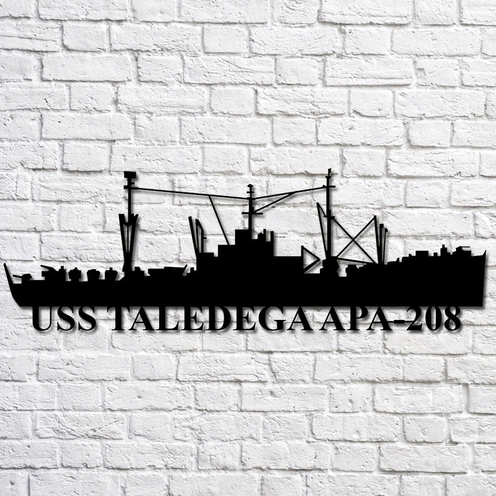 US Navy Metal Sign, Uss Taledega Apa208 Navy Ship Metal Art, Navy Veteran Metal Sign