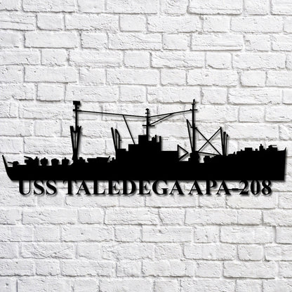 US Navy Metal Sign, Uss Taledega Apa208 Navy Ship Metal Art, Navy Veteran Metal Sign