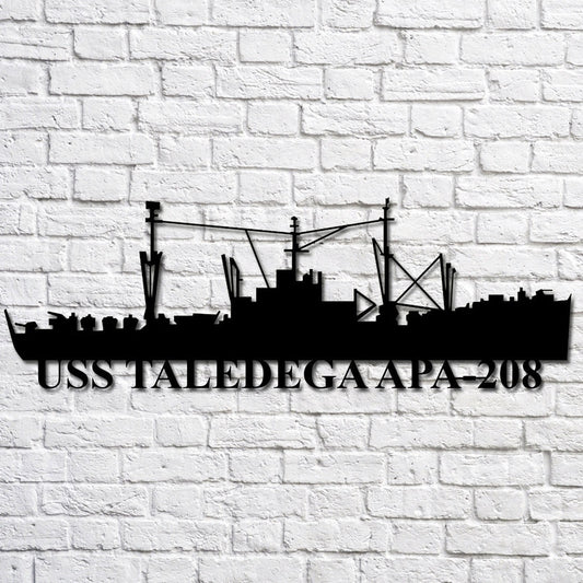 US Navy Metal Sign, Uss Taledega Apa208 Navy Ship Metal Art, Navy Veteran Metal Sign