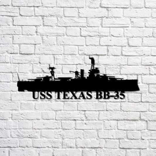 US Navy Metal Sign, Uss Texas Bb35 Navy Ship Metal Sign, Memory Wall Metal Sign, Navy Veteran Metal Sign