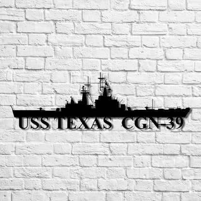 US Navy Metal Sign, Uss Texas Cgn39 Navy Ship Metal Art, Navy Veteran Metal Sign