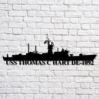 US Navy Metal Sign, Uss Thomas C Hart De1092 Navy Ship Metal Art, Navy Veteran Metal Sign