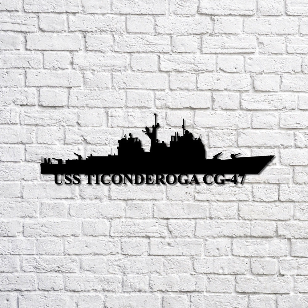 US Navy Metal Sign, Uss Ticonderoga Cg47 Navy Ship Metal Sign, Memory Wall Metal Sign, Navy Veteran Metal Sign