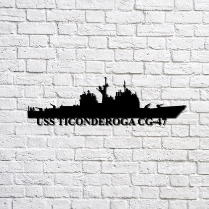 US Navy Metal Sign, Uss Ticonderoga Cg47 Navy Ship Metal Sign, Memory Wall Metal Sign, Navy Veteran Metal Sign