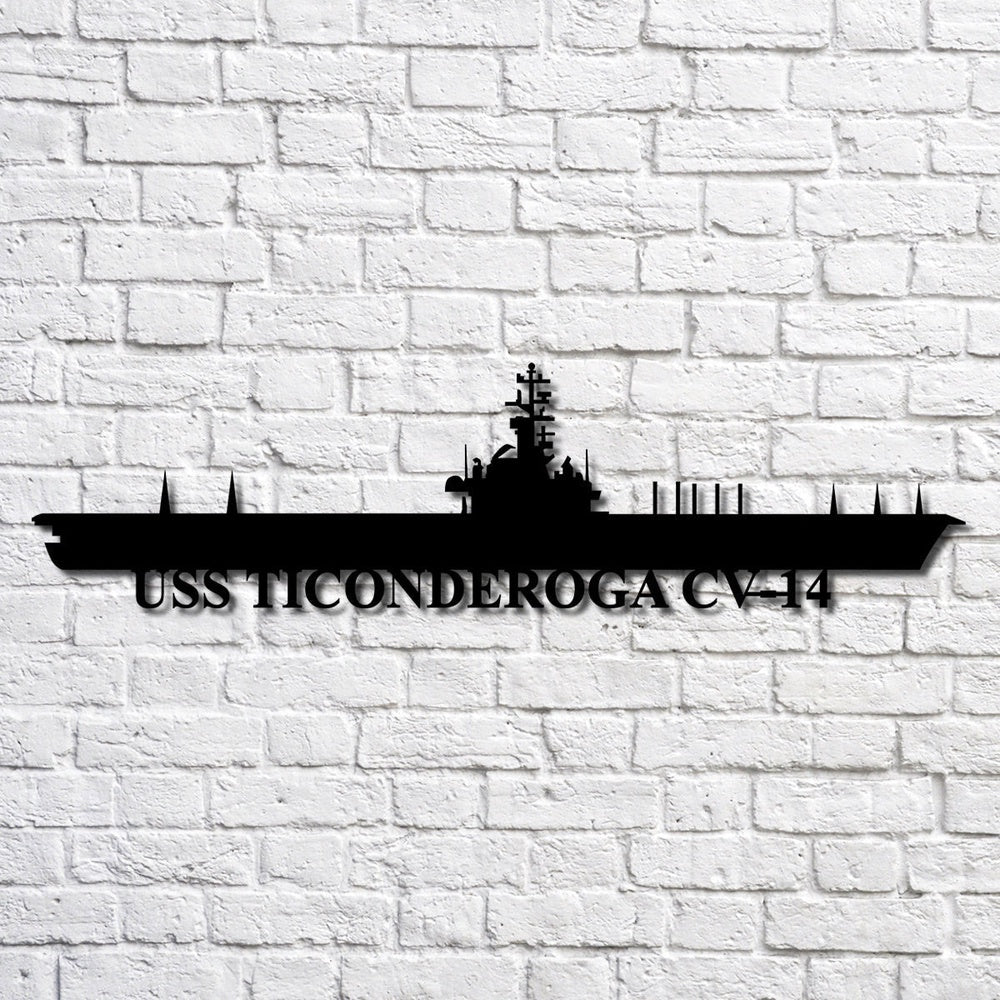 US Navy Metal Sign, Uss Ticonderoga Cv14 V2 Navy Ship Metal Art, Navy Veteran Metal Sign