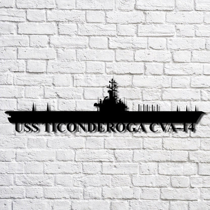 US Navy Metal Sign, Uss Ticonderoga Cva14 Navy Ship Metal Art, Navy Veteran Metal Sign