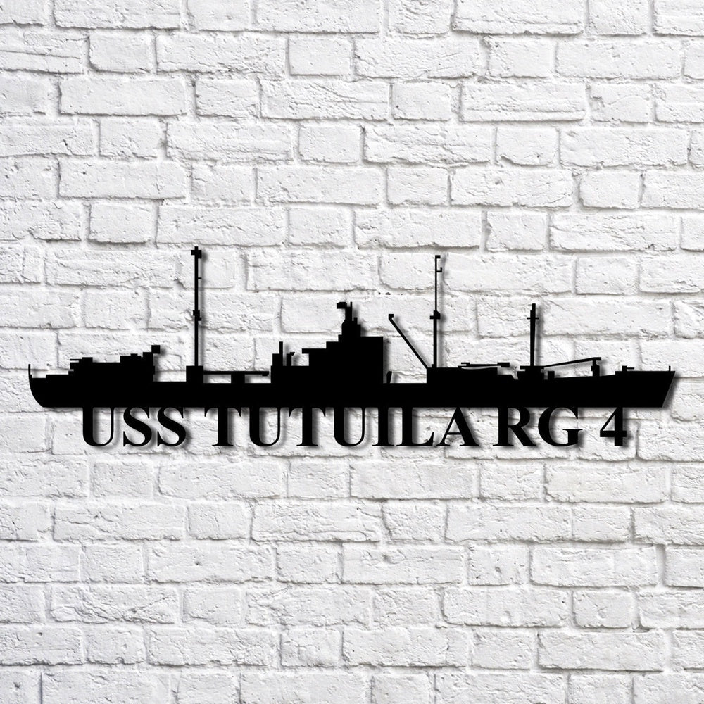 US Navy Metal Sign, Uss Tutuila Rg 4 Navy Ship Metal Art, Custom Us Navy Ship Cut Metal Sign, Navy Veteran Metal Sign