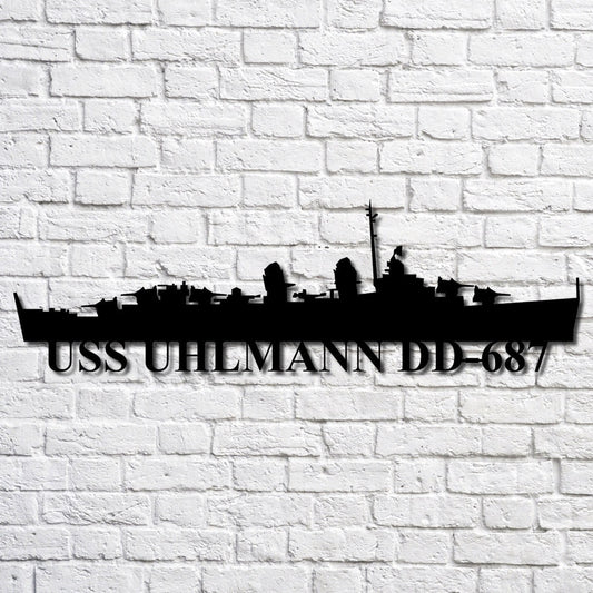 US Navy Metal Sign, Uss Uhlmann Dd687 Navy Ship Metal Art, Navy Veteran Metal Sign