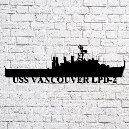US Navy Metal Sign, Uss Vancouver Lpd2 Navy Ship Metal Art, Custom Us Navy Ship Cut Metal Sign, Navy Veteran Metal Sign