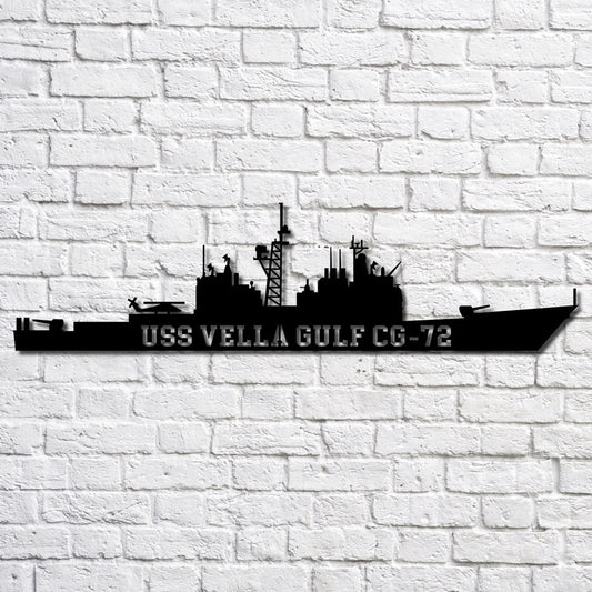 US Navy Metal Sign, Uss Vella Gulf Cg72 Navy Ship Metal Art, Custom Us Navy Ship Cut Metal Sign, Navy Veteran Metal Sign