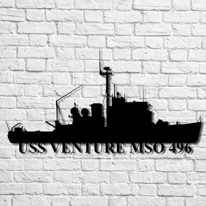 US Navy Metal Sign, Uss Venture Mso 496 Navy Ship Metal Art, Custom Us Navy Ship Cut Metal Sign, Navy Veteran Metal Sign