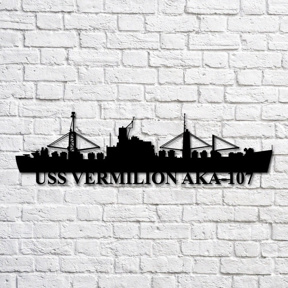 US Navy Metal Sign, Uss Vermilion Aka107 Navy Ship Metal Art, Custom Us Navy Ship Cut Metal Sign, Navy Veteran Metal Sign