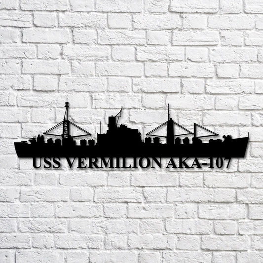 US Navy Metal Sign, Uss Vermilion Aka107 Navy Ship Metal Art, Custom Us Navy Ship Cut Metal Sign, Navy Veteran Metal Sign