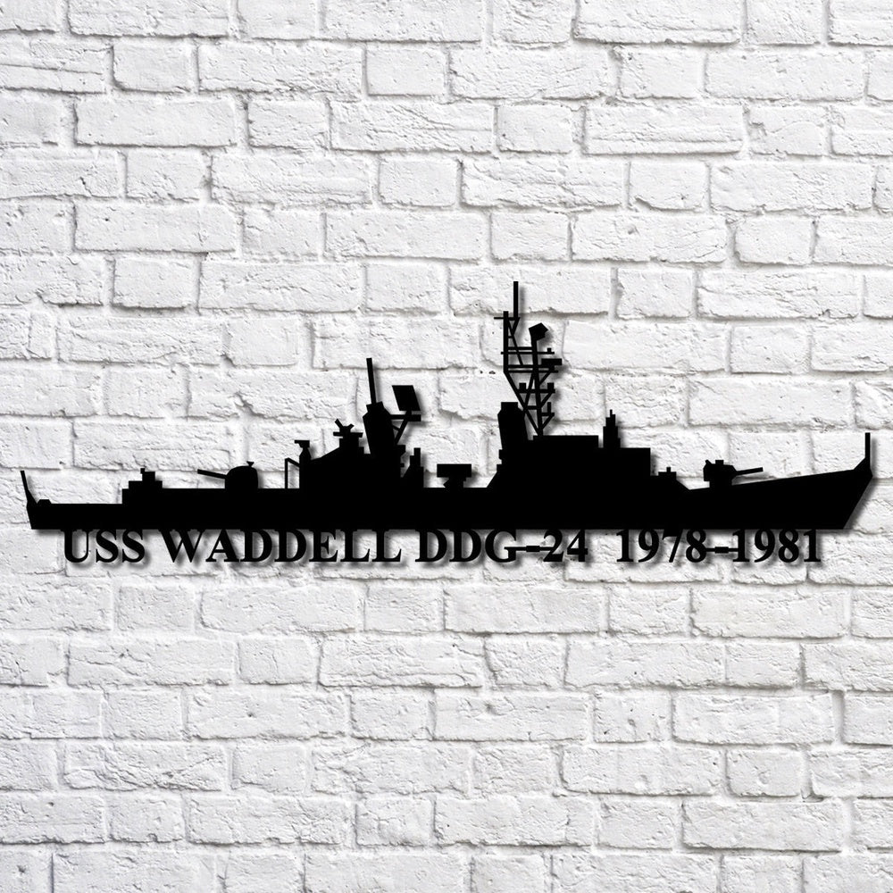 US Navy Metal Sign, Uss Waddell Ddg 24 V21 Navy Ship Metal Art, Custom Us Navy Ship Cut Metal Sign, Navy Veteran Metal Sign