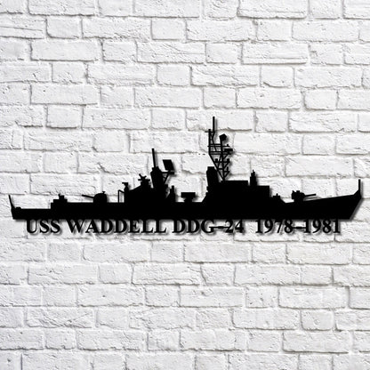 US Navy Metal Sign, Uss Waddell Ddg 24 V21 Navy Ship Metal Art, Custom Us Navy Ship Cut Metal Sign, Navy Veteran Metal Sign