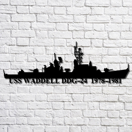 US Navy Metal Sign, Uss Waddell Ddg 24 V21 Navy Ship Metal Art, Custom Us Navy Ship Cut Metal Sign, Navy Veteran Metal Sign