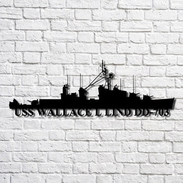 US Navy Metal Sign, Uss Wallace L Lind Dd703 Navy Ship Metal Art, Custom Us Navy Ship Cut Metal Sign, Navy Veteran Metal Sign