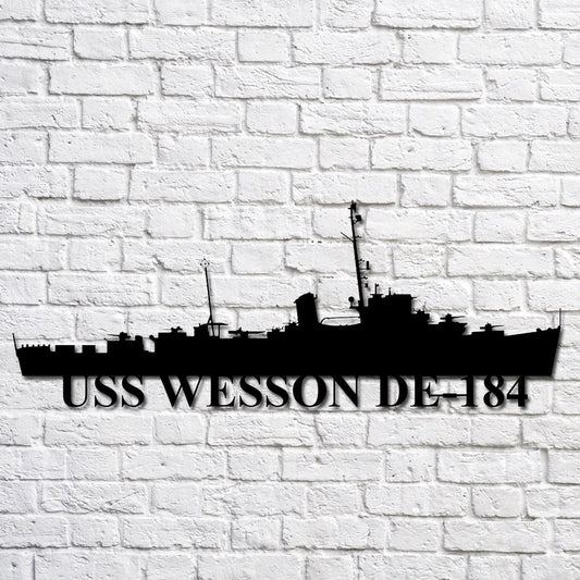 US Navy Metal Sign, Uss Wesson De184 Navy Ship Metal Art, Custom Us Navy Ship Cut Metal Sign, Navy Veteran Metal Sign