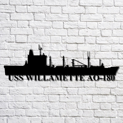 US Navy Metal Sign, Uss Willamette Ao180 Navy Ship Metal Art, Custom Us Navy Ship Cut Metal Sign, Navy Veteran Metal Sign
