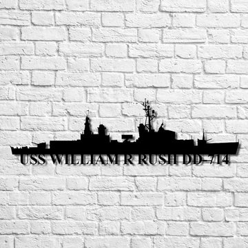 US Navy Metal Sign, Uss William R Rush Dd714 Navy Ship Metal Art, Custom Us Navy Ship Cut Metal Sign, Navy Veteran Metal Sign