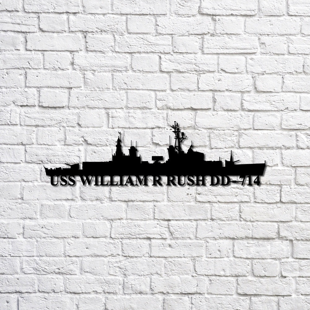 US Navy Metal Sign, Uss William R Rush Dd714 Navy Ship Metal Sign, Mem ...