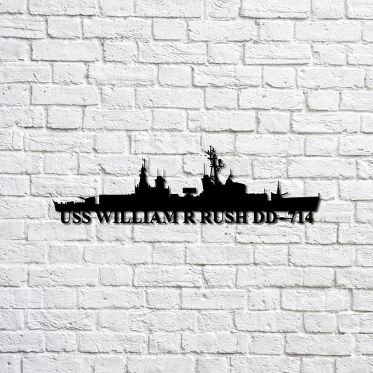 US Navy Metal Sign, Uss William R Rush Dd714 Navy Ship Metal Sign, Memory Wall Metal Sign, Navy Veteran Metal Sign