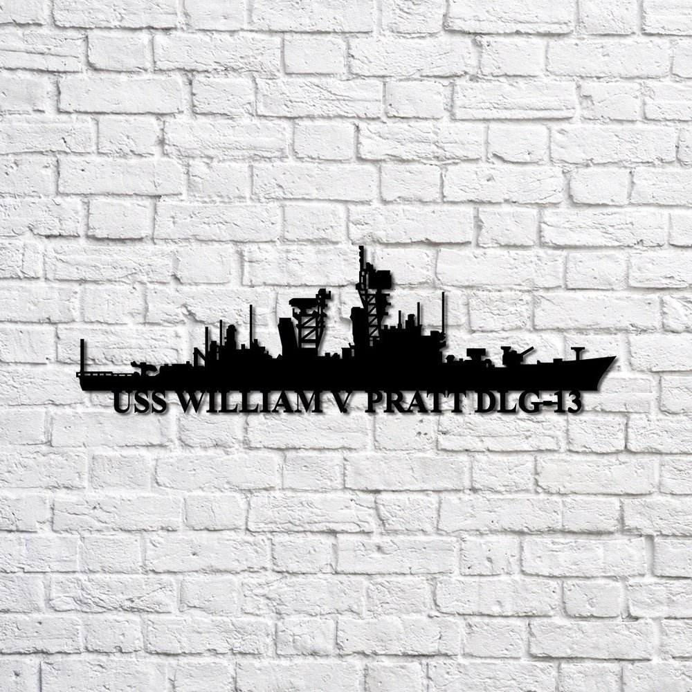 US Navy Metal Sign, Uss William V Pratt Dlg13 Navy Ship Metal Sign, Memory Wall Metal Sign, Navy Veteran Metal Sign