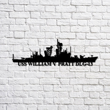 US Navy Metal Sign, Uss William V Pratt Dlg13 Navy Ship Metal Sign, Memory Wall Metal Sign, Navy Veteran Metal Sign