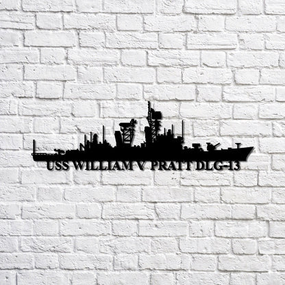 US Navy Metal Sign, Uss William V Pratt Dlg13 Navy Ship Metal Sign, Memory Wall Metal Sign, Navy Veteran Metal Sign